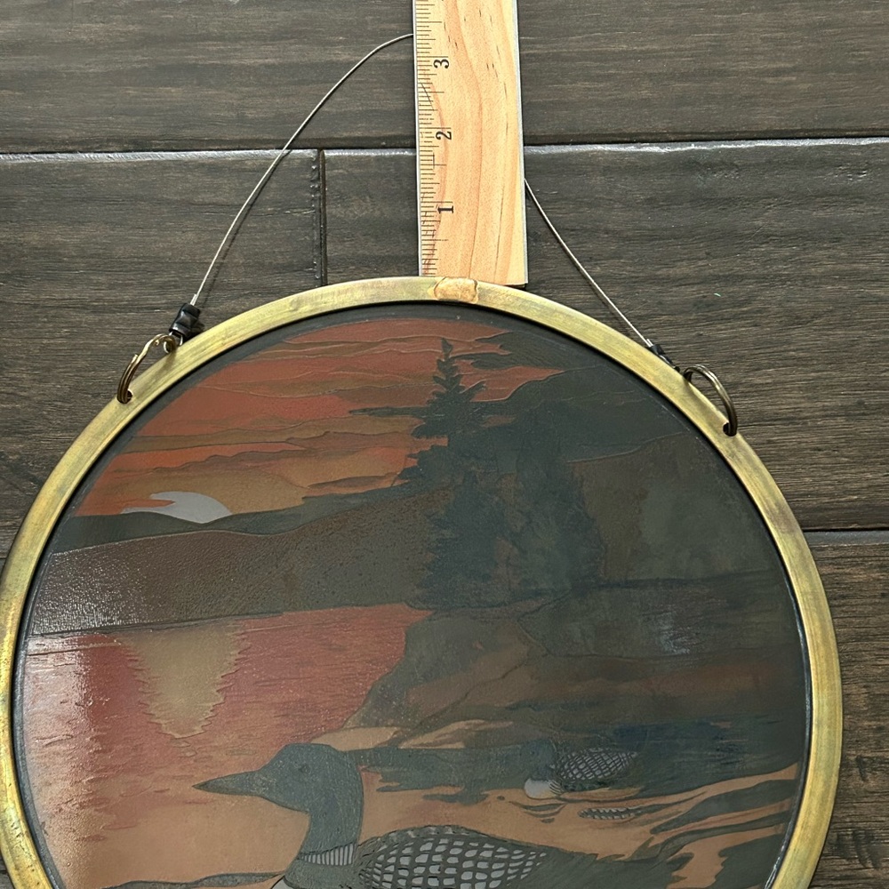 1 Pair Vtg Glassmasters The Loon Stained Glass Light Catcher Wall Hanging Copper - Picture 16 of 16